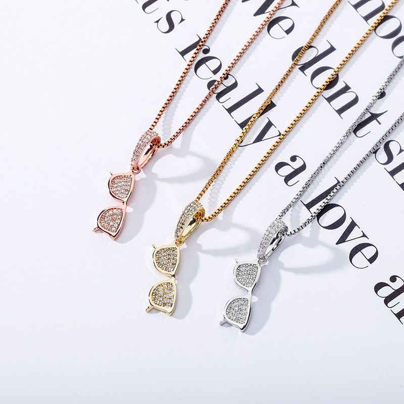 Gioielli in argento con micro intarsi in zircone hip hop, ciondolo per occhiali da uomo e da donna, collana alla moda_voghion.com