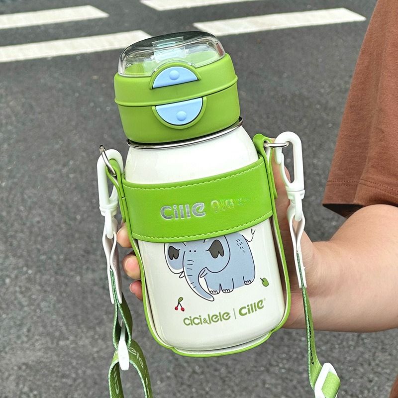 Xile thermos cup 316 stainless steel liner high value portable male and female students can diagonally span the straw water cup when going to school_voghion.com