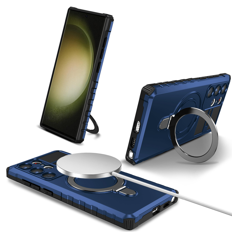 MagSafe Case For Samsung Galaxy S23 S22 S21 S20 Ultra Plus Note 20 FE Camera Slide Protector Ring 360 Rotate Kickstand_voghion.com