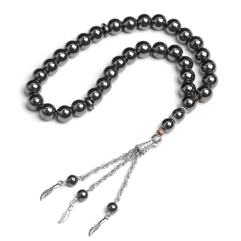 Müslüman 10mm 33 Boncuk Bileklik Siyah Safra Taşı İslami Övgü Boncukları Arapça Türkçe TASBIH Övgü Boncukları_voghion.com
