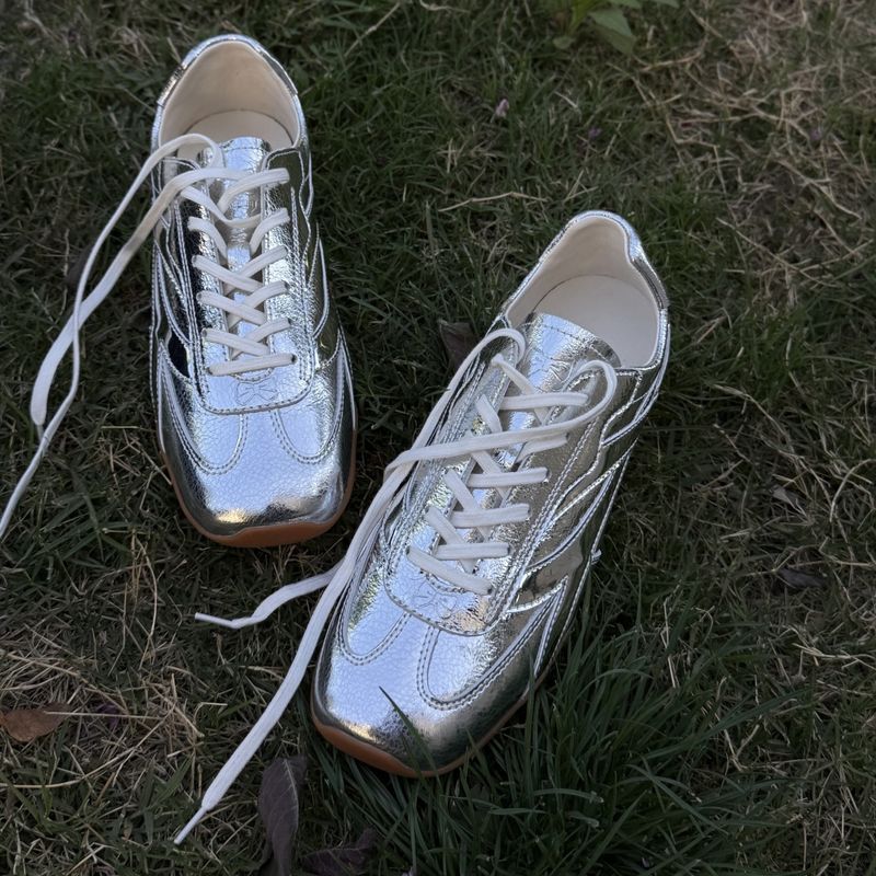 French Style Sports Square Toe German Training For Women 2025 Summer New Casual Flat Versatile Lace-Up Cortez Shoes_voghion.com