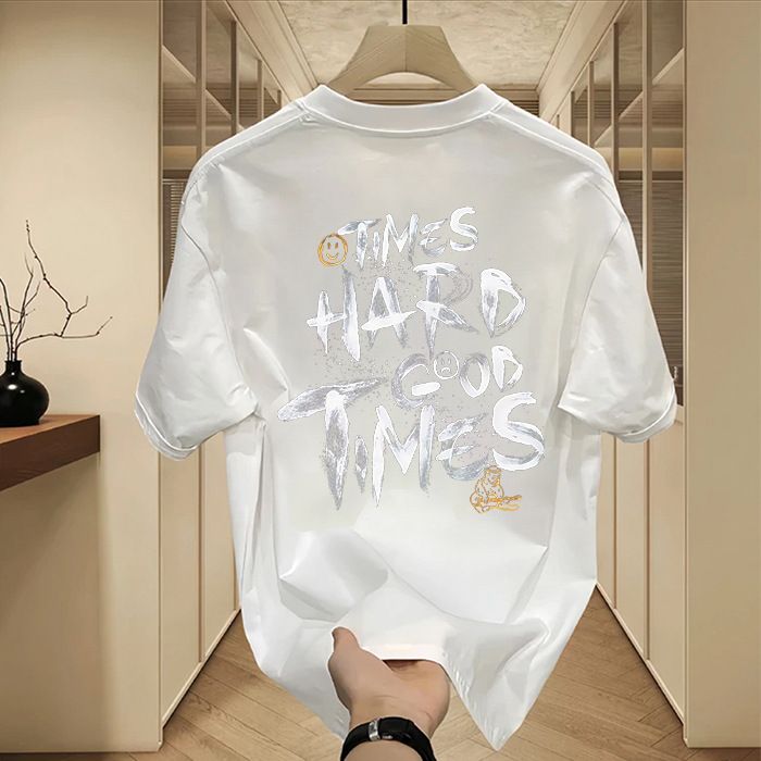 Men's Clothing Heavyweight Trendy Brand Pure Cotton Printed Men's Short Sleeved T Shirt New Summer Trendy Casual Round Neck T Shirt_voghion.com