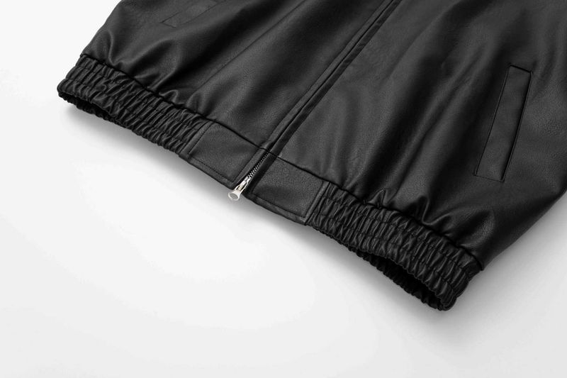 Eon Modish 25 Autunno Nuovo Stile Americano Semplice Versatile Giacca in Pelle PU con Collo Ribaltabile_voghion.com