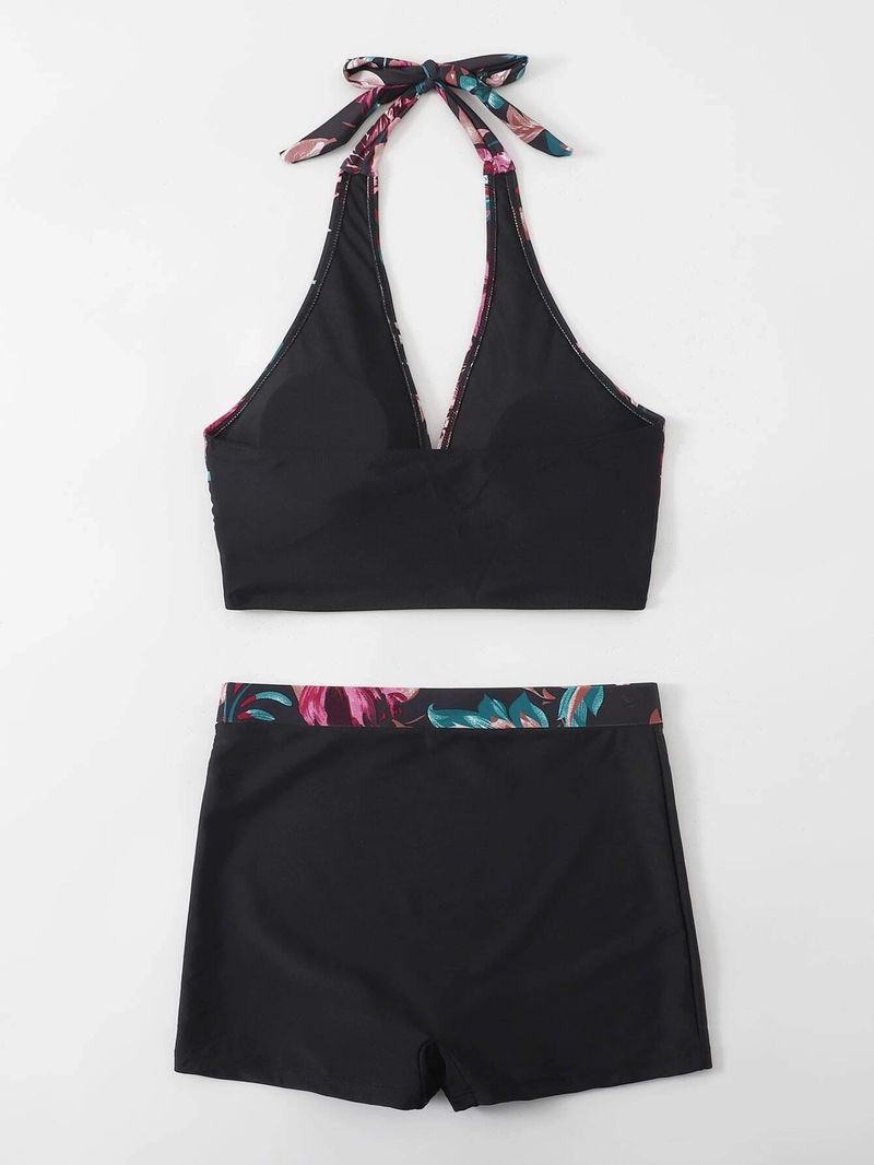 Costume da bagno intero da donna, con stampa digitale, con lacci, scollo all'americana, boxer, bikini sexy_voghion.com