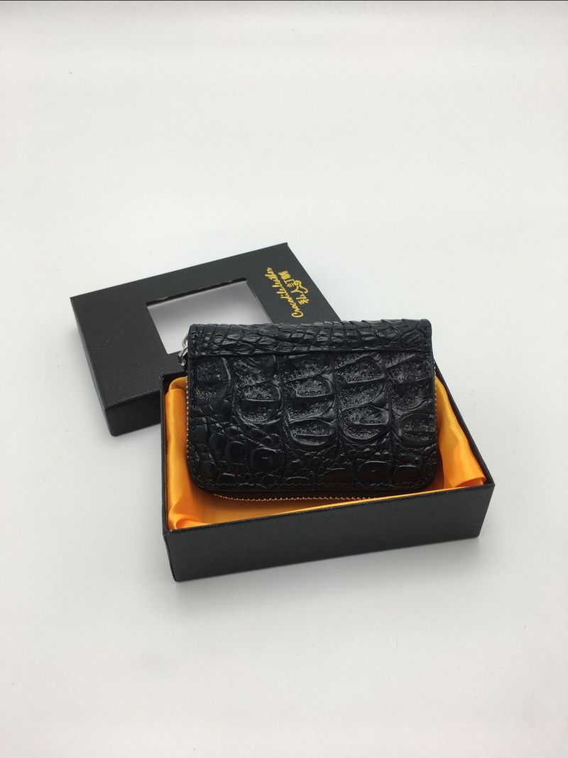 Porta carte da donna in vera pelle con motivo coccodrillo, nuovo modello 2025, con cerniera e multi-slot per carte_voghion.com