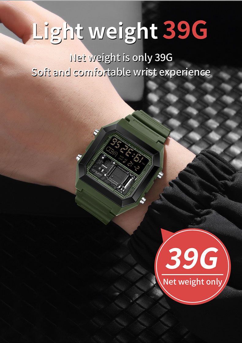 Men And Women's Digital Watch With LED Display, Waterproof, Alarm, Stopwatch, Night Light, Sport, Casual, Business, Fashion Student Watch Luminous_voghion.com