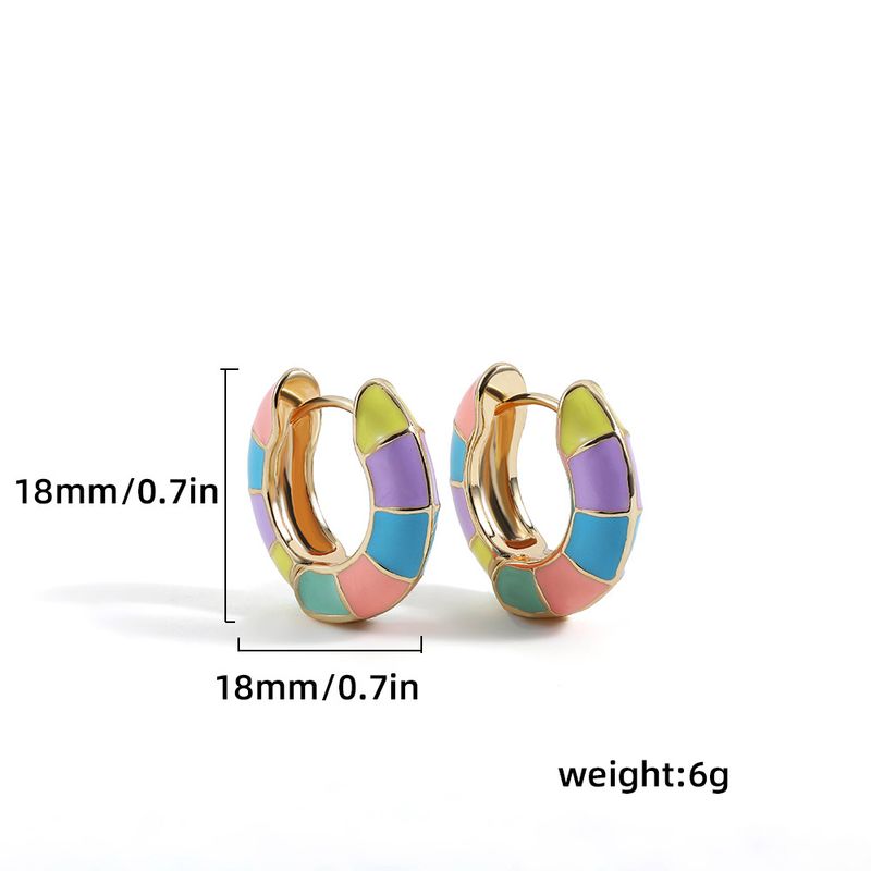 Orecchini a bottone in bambù con goccia d'olio color caramella Y2K, fermagli geometrici, orecchini a cerchio, orecchini a bottone dolci e alla moda_voghion.com