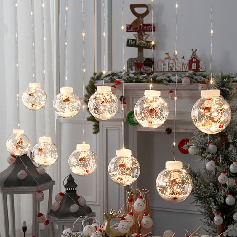 Guirnalda de luces LED con forma de bola, Papá Noel, adornos navideños para el hogar, adornos para el árbol de Navidad, Año Nuevo 2023, Navidad_voghion.com