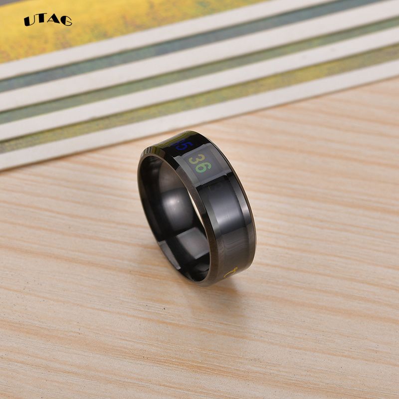 UTAG Smart Sensor Body Temperature Ring Stainless Steel Fashion Display Real-time Temperature Test Finger Ring_voghion.com
