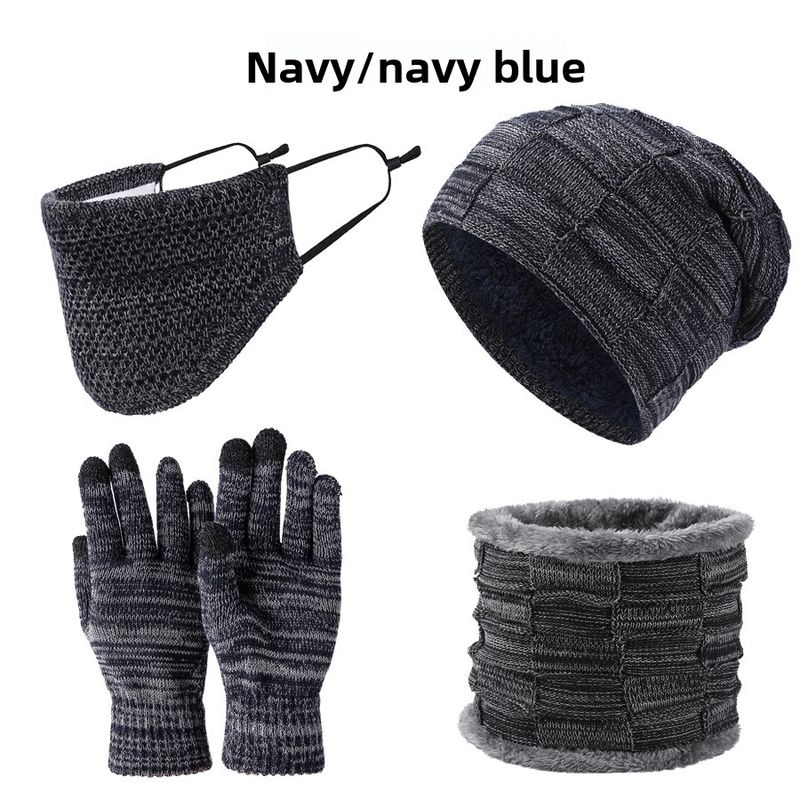 Set di quattro pezzi di cappello, sciarpa, maschera, guanti, caldo e spesso, per uomo e donna, invernale_voghion.com
