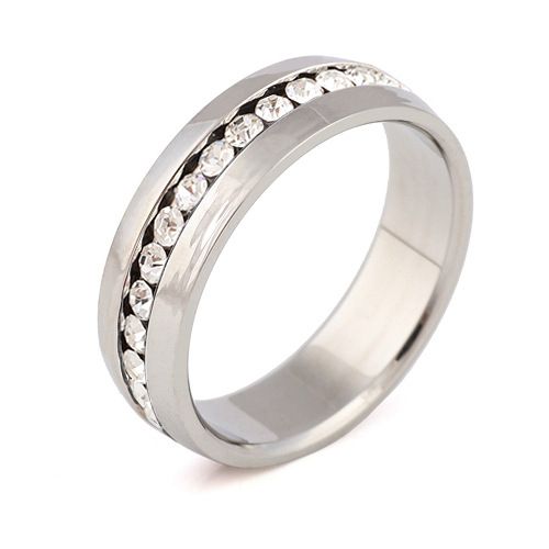 Anello da uomo in acciaio inossidabile 304 con diamanti intarsiati a fila singola, da 6 mm, per coppie e donne, in titanio, alla moda_voghion.com