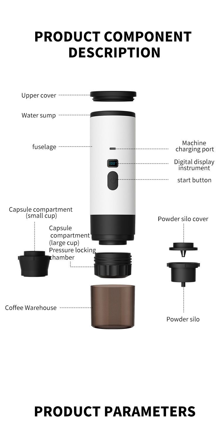 Macchina per caffè portatile a capsula, elettrica, piccola, senza fili, con pompa di riscaldamento, da viaggio, mini_voghion.com