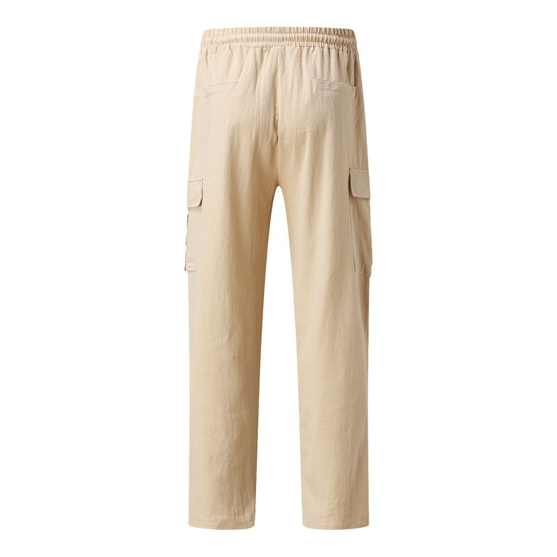 Neue Herren Frühling und Herbst europäische und amerikanische Werkzeug Baumwolle Leinen Hose Herren Multi-Bag Casual Hose_voghion.com