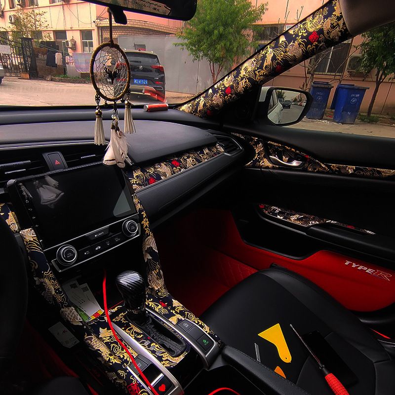 Ricamo autoadesivo con retro adesivo, adesivi per auto China-Chic, modifica della decorazione d'interni, stile JDM, ABC_voghion.com