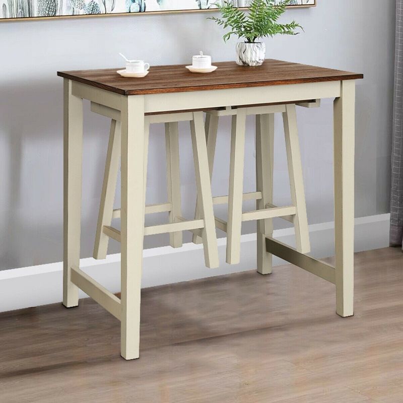 Counter Height Pub Table With 2 Saddle Bar Stools_voghion.com