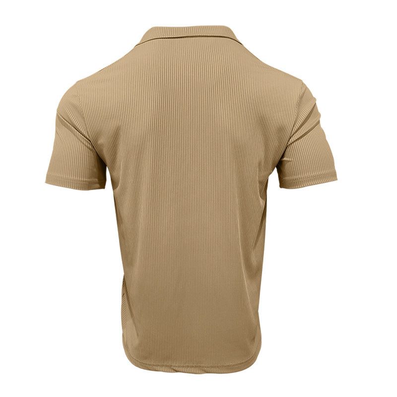 2024 Sommer Neues Hemd Reißverschluss Streifenkleid Lässiges Polokragen Kurzarm Herren T-Shirt_voghion.com