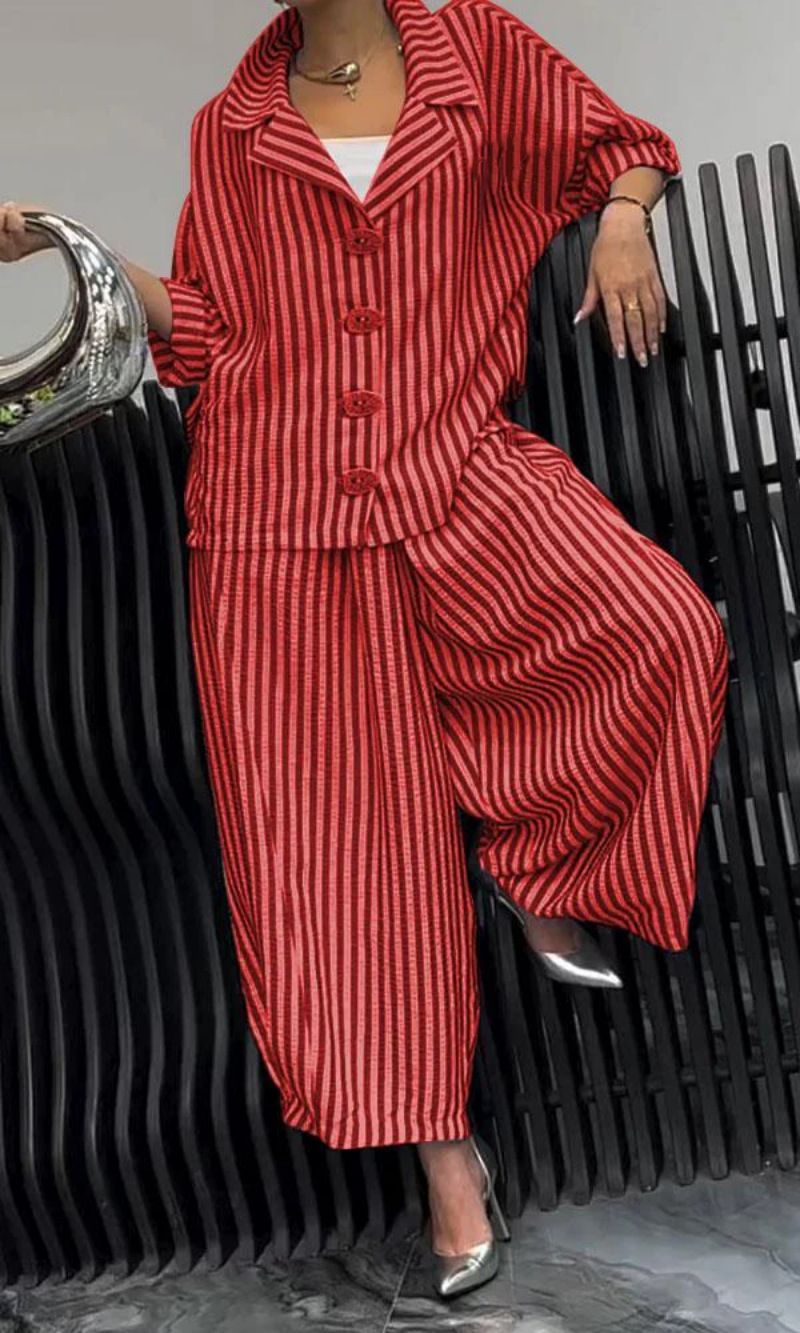 Damenbekleidung 2-teiliges Damen-Set mit kariertem Anzug und Kragen, hohe Taille, lockere Neun-Punkt-Hose_voghion.com