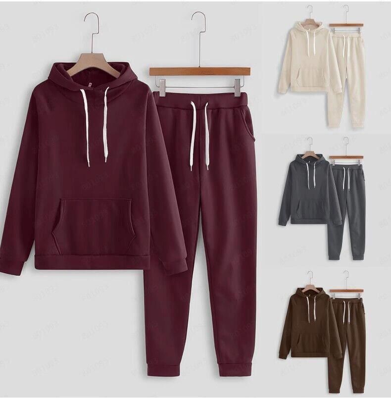 2025 Korean Style New Solid Color Plus Size Long Sleeve Hooded Sweatshirt For Women Casual Loose Two-Piece Set_voghion.com