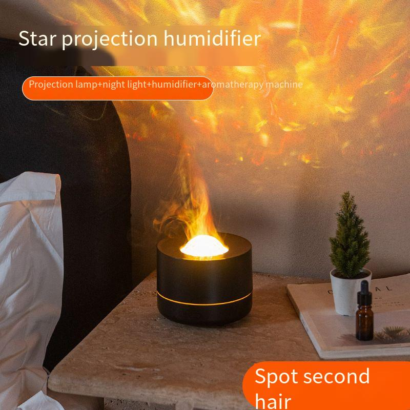 2025 New Colorful Flame Aromatherapy Machine Essential Oil Bedroom Atmosphere Light USB Plug-in Star Projection Lamp_voghion.com
