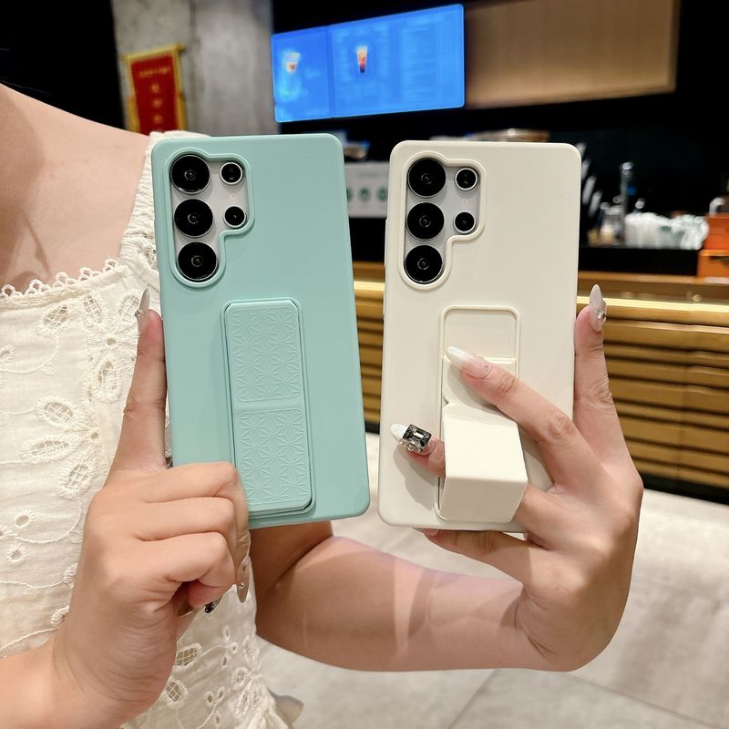 Suitable For Samsung S25 Ultra Phone Case Liquid Silicone Invisible Folding Stand S24+ Shockproof Protective Cover S23_voghion.com