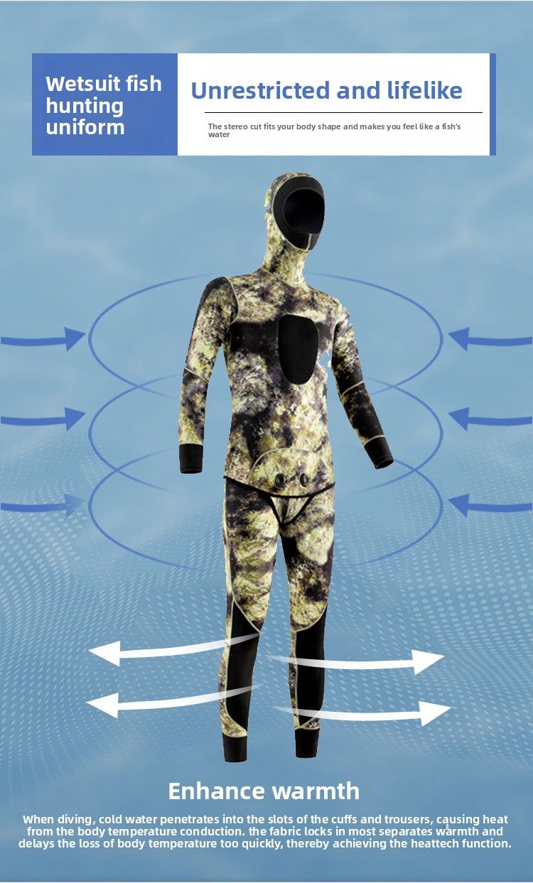 Combinaison de plongée professionnelle chaude et résistante au froid pour homme et femme, 3 à 5 mm, une pièce, pour la pêche, la chasse et la plongée avec tuba_voghion.com