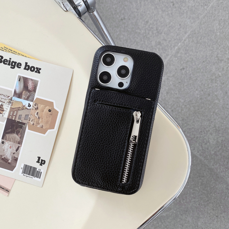 Mobile phone case for iPhone15 mobile phone case Apple 14pro max flip zipper card holder mobile phone case 13/12 women_voghion.com