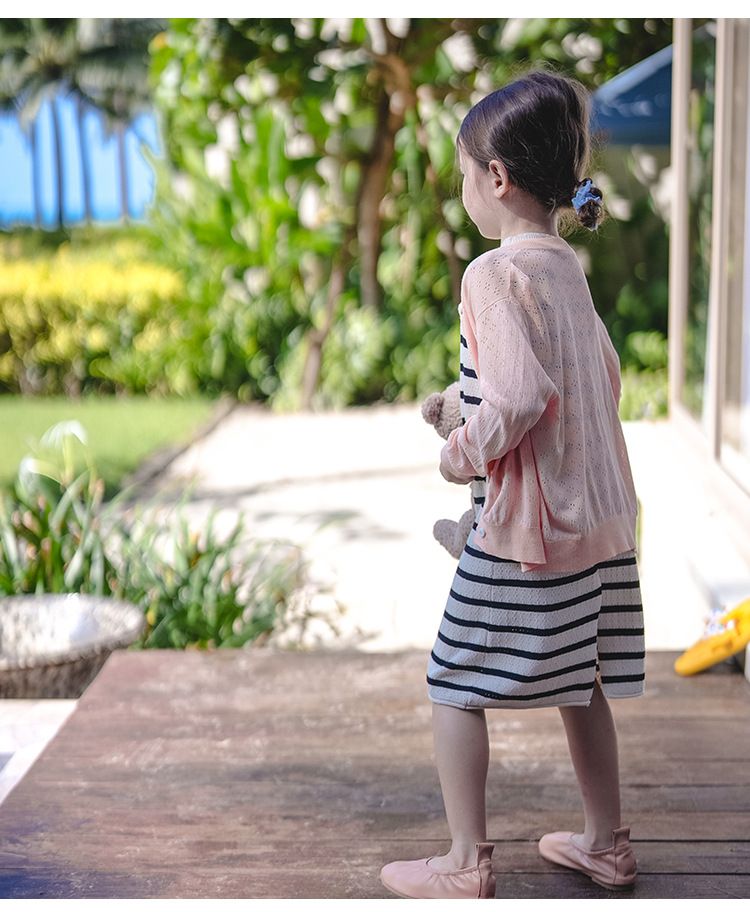 "Breathable Knit Cardigan For Girls – Lightweight Summer Cover-Up With Hollow Design & UV Protection"_voghion.com