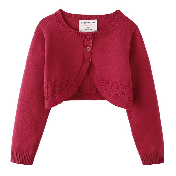 Cardigan en dentelle d'inspiration espagnole pour fille – Cache-maillot en coton léger (100 cm-140 cm, 4 couleurs, col rond)_voghion.com