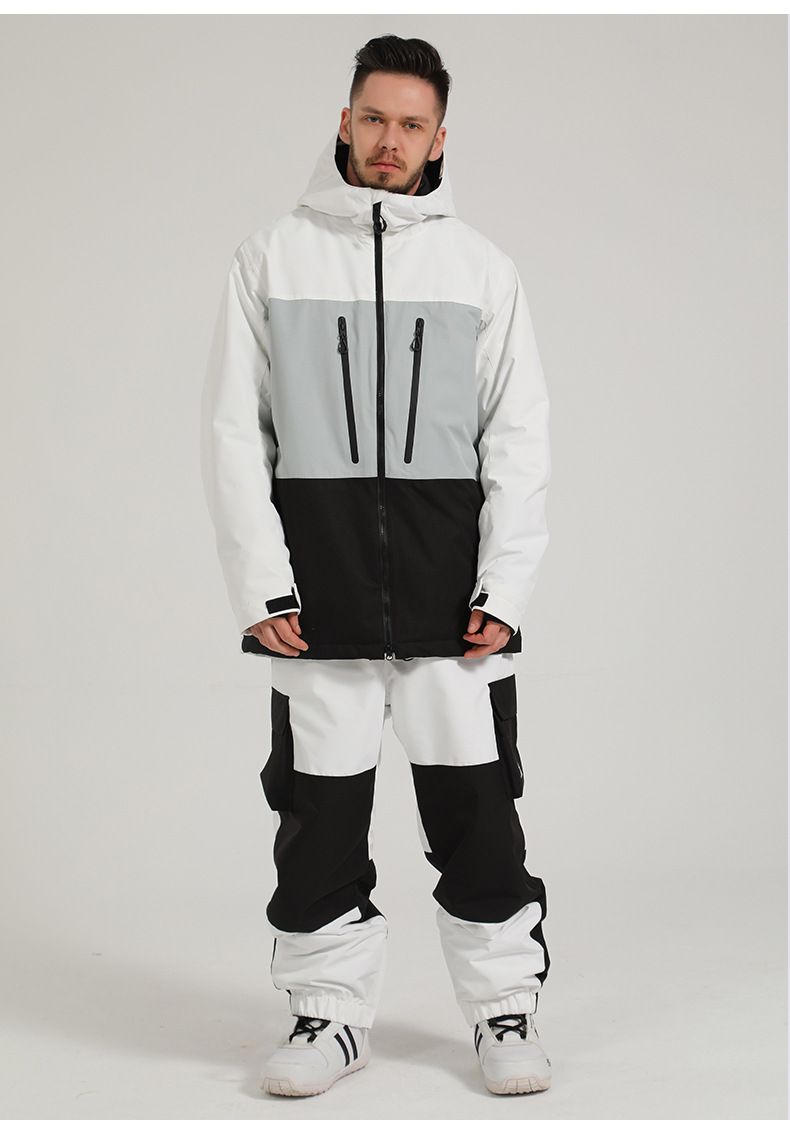 New Ski Women Winter Veneer Thickened Two-color Splicing Big Pocket Warm Windproof Waterproof Double Board Snow Pants_voghion.com