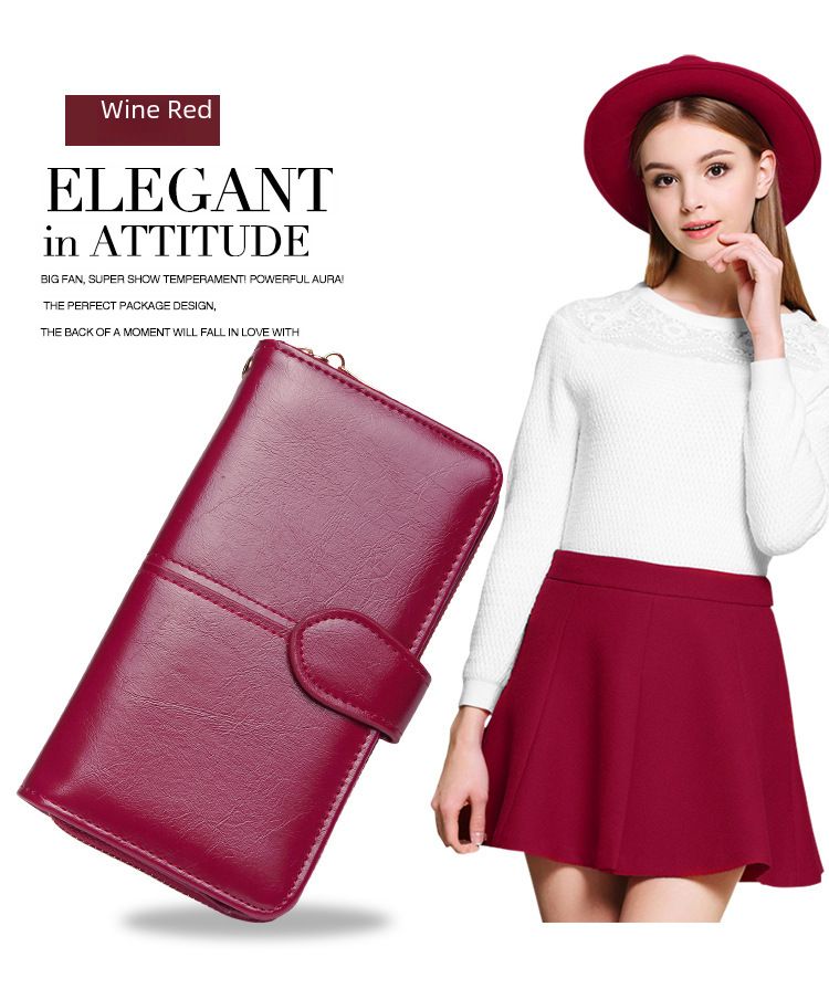 Explosive Damen Geldbörse 2024 Neuer Reißverschluss Ölwachs Leder Geldbörse Schnalle Handytasche Ölleder Neue PU Clutch_voghion.com