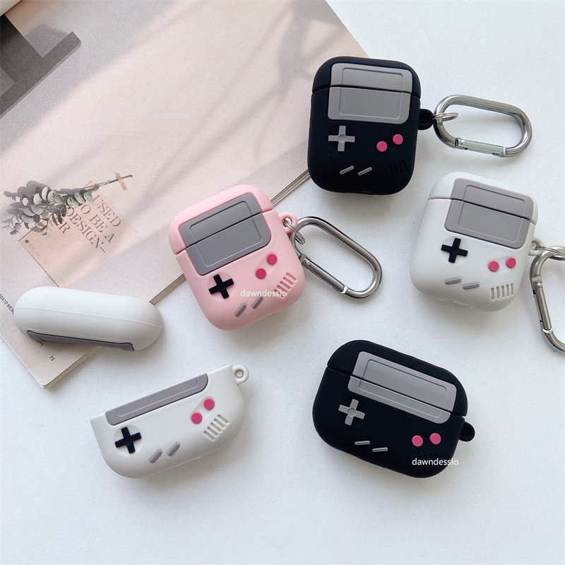 For AirPods Pro 1 2 Case Fashion Retro Game Earphone Case for Airpods Pro 1 2 Cute 3D Gameboy Silicone Headphone Cover Keychain_voghion.com
