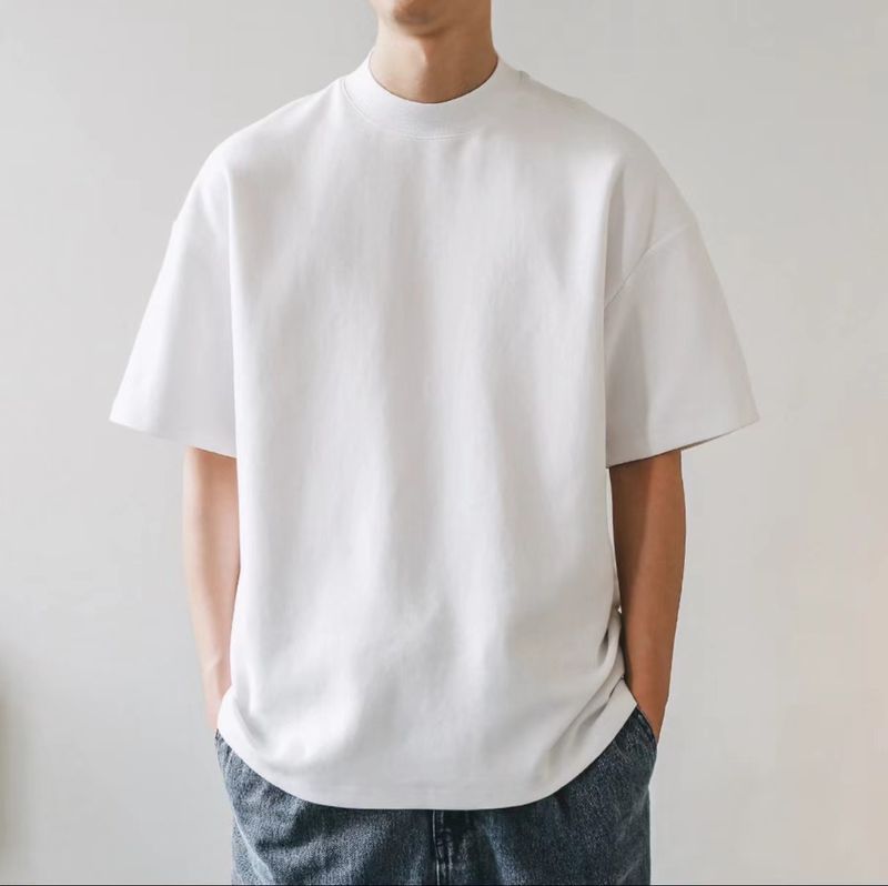 Maglietta unisex in puro cotone da 400 g, spessa, non trasparente, a maniche corte, stile americano, con scollo piccolo, ampia e comoda._voghion.com