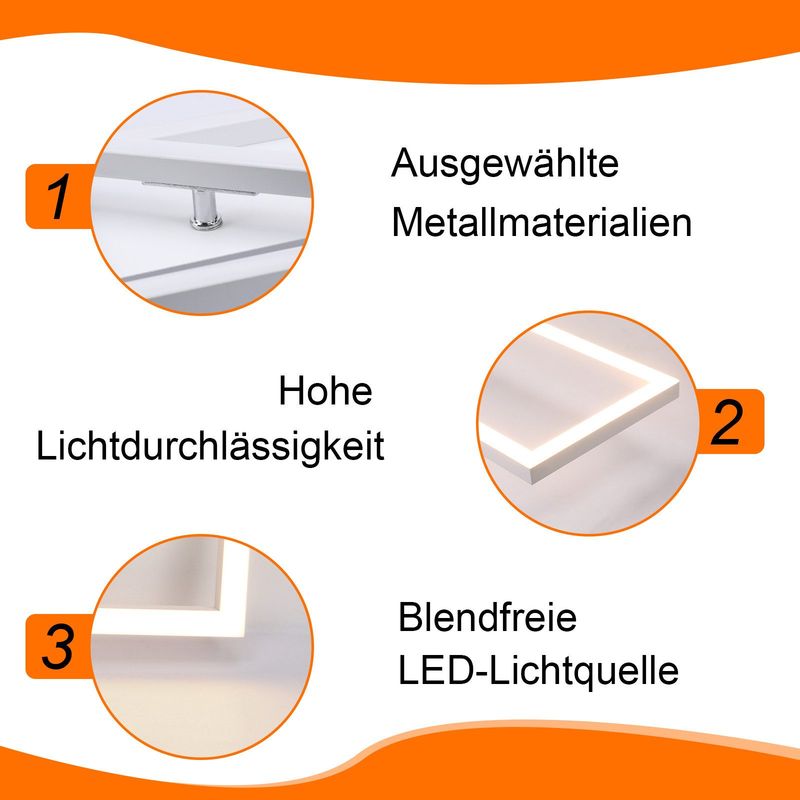 Glitzerlife Deckenleuchte LED Deckenlampe Schlafzimmer - Weiß Rahmen Schlafzimmerlampe 32W Moderne Wohnzimmerlampe 3000K Warmweiß Esszimmerlampe Rechteckiges Design_voghion.com