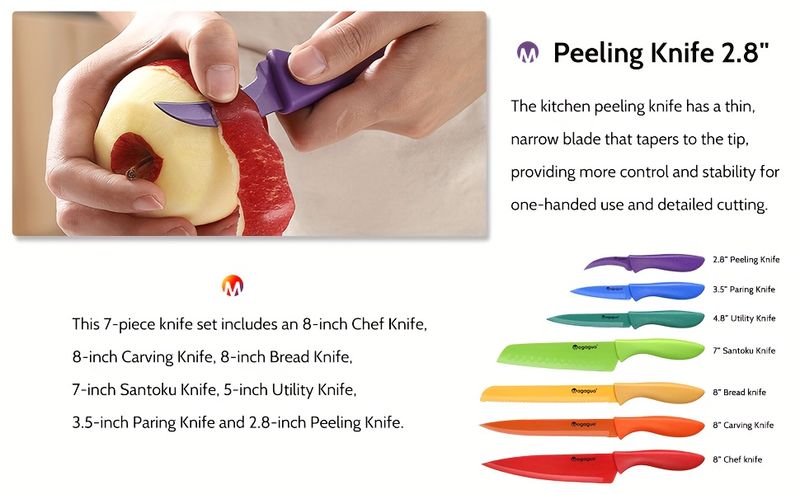 Professional Kitchen Knife Set 14pcs Rainbow Dishwasher Safe Sharp Stainless Steel With Sheaths Non Stick Blade Guards_voghion.com