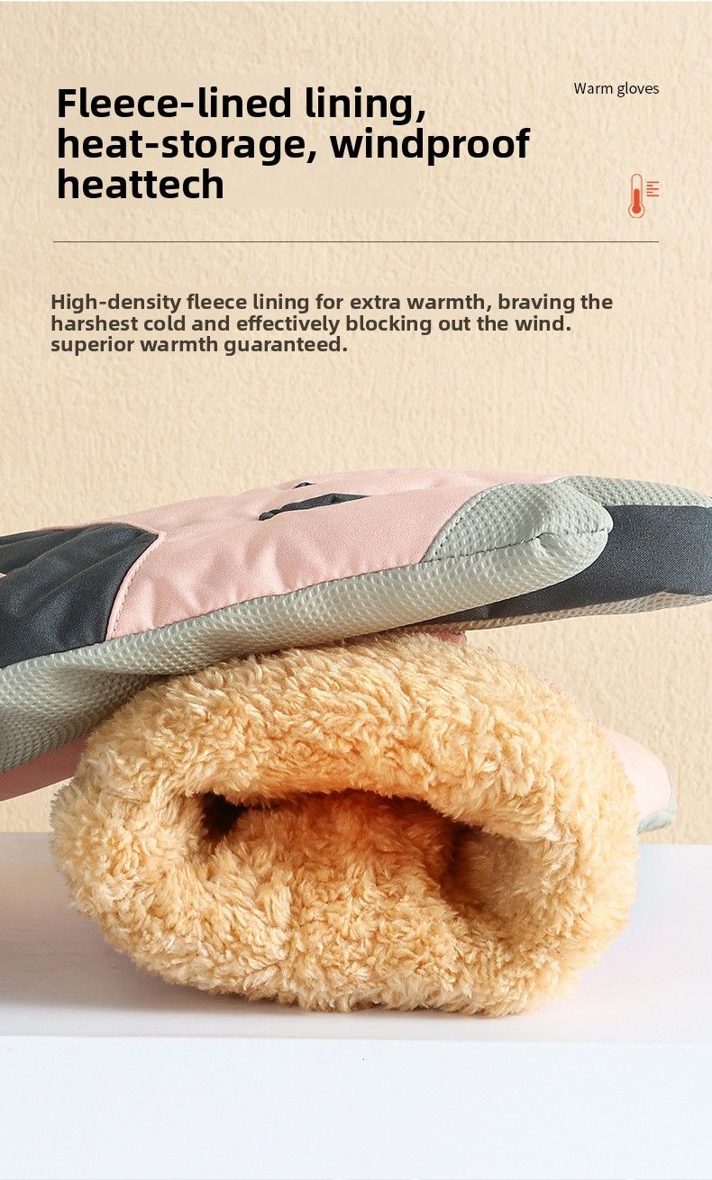 Ski Gloves For Men And Women Couples Winter Cotton Warm Fleece Thickened Electric Bike Windproof Waterproof Outdoor_voghion.com