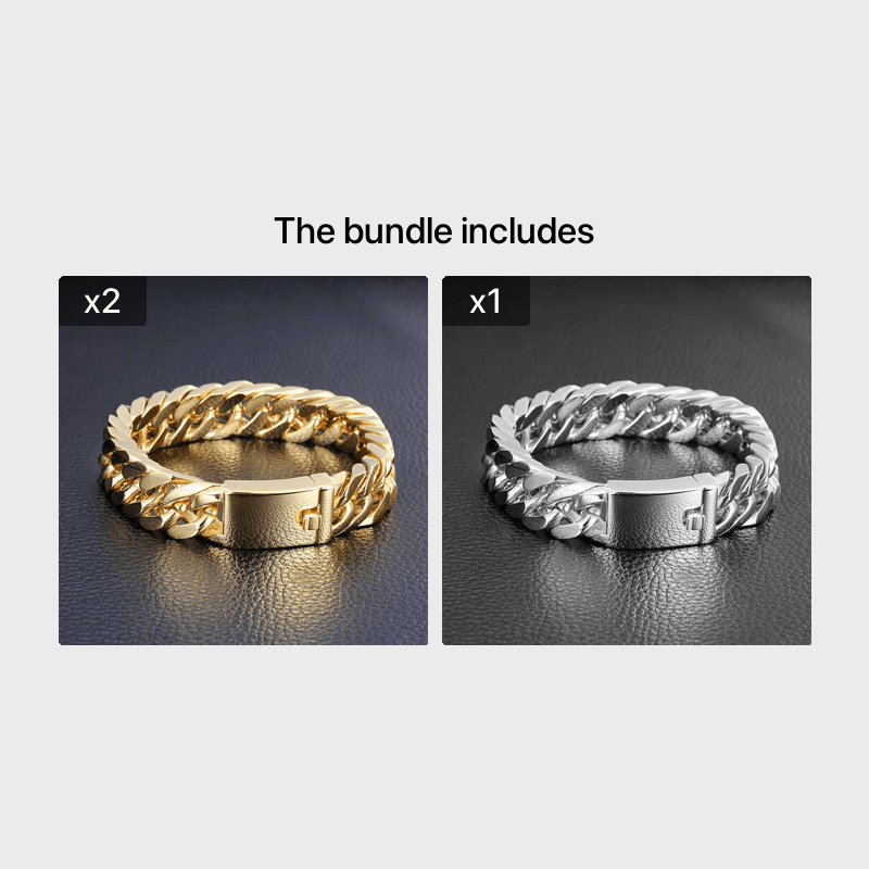 Moda Masculina Banhado A Ouro 10mm Pulseira Liga Dupla Fivela Pulseira Atmosférica Moderna_voghion.com