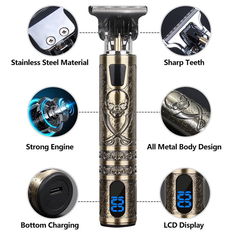 T9 clipper, household bald head, cutting tool, hair salon, professional hairdressing, pirate carving, electric push_voghion.com
