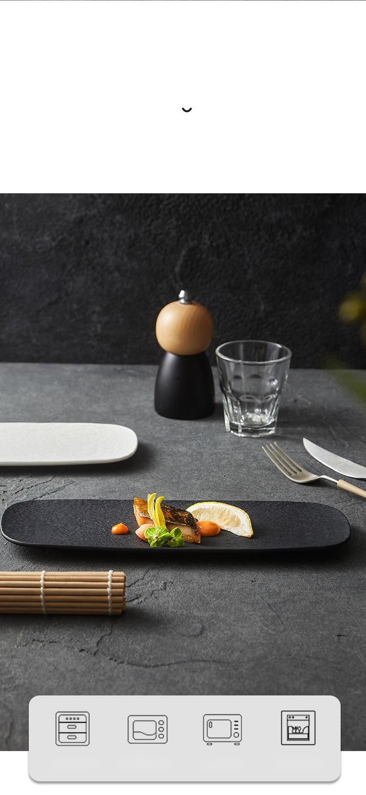 Matte rechthoekige keramische lange high-end dessert westerse Japanse creatieve sushi bord_voghion.com