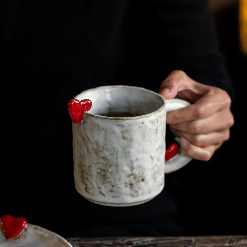Heart-Shaped Coffee Mug Ceramic Breakfast Mug 2025 Fall/Winter New Water Mug_voghion.com