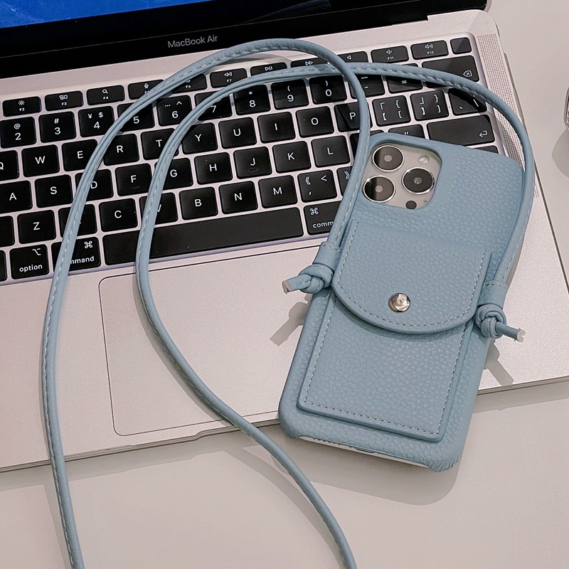 Mobile phone case for iPhone15 mobile phone case Apple 14Promax protective case 13p/XR Japanese and Korean crossbody card holder mobile phone case_voghion.com