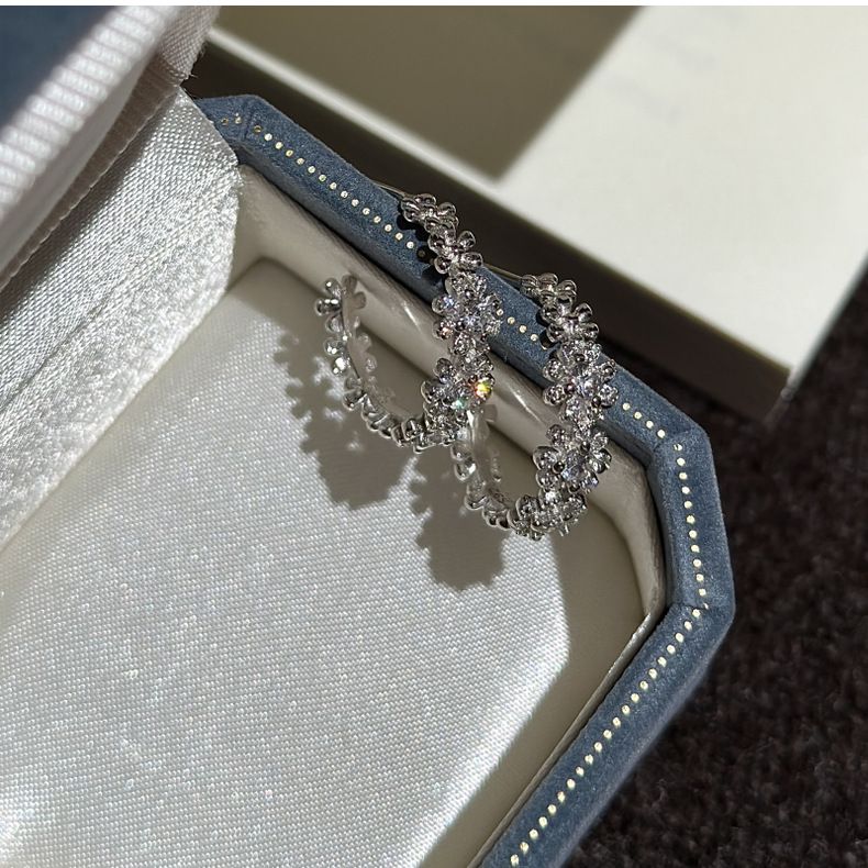 Orecchini a forma di C con micro zirconi, in argento sterling S925, design vintage di nicchia, semplici e leggeri._voghion.com