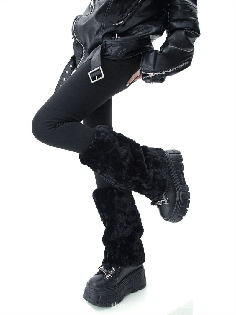 2025 Fall/Winter New Thickened Warm Fleece Leg Warmers For Snowy Conditions_voghion.com