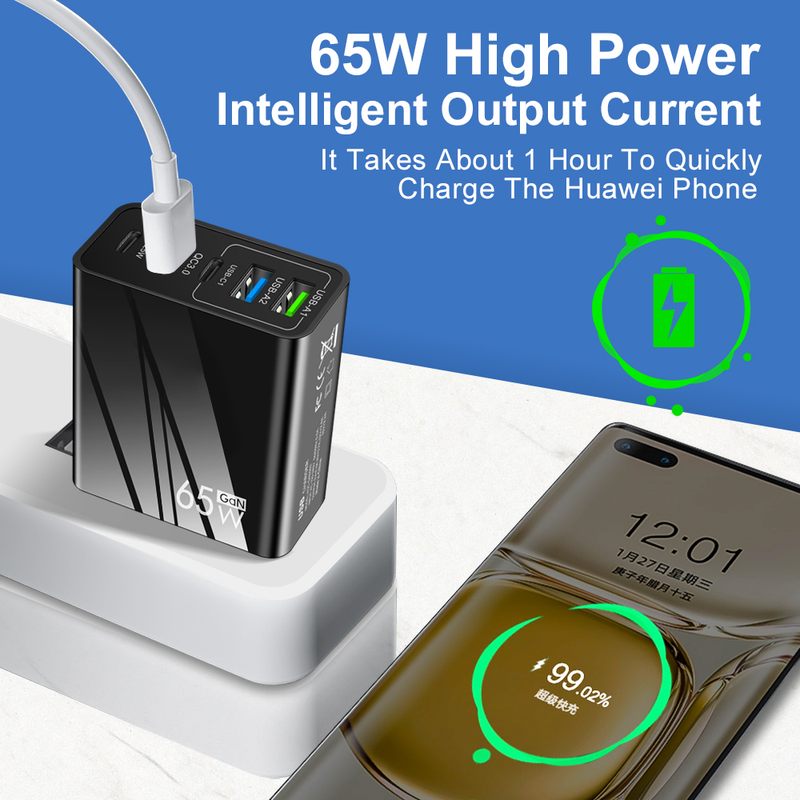 Cargador USB 65W C GaN PD carga rápida 3.1A tipo C QC3.0 adaptador de teléfono para iPhone, Xiaomi, Samsung Realme onep harger harging_voghion.com
