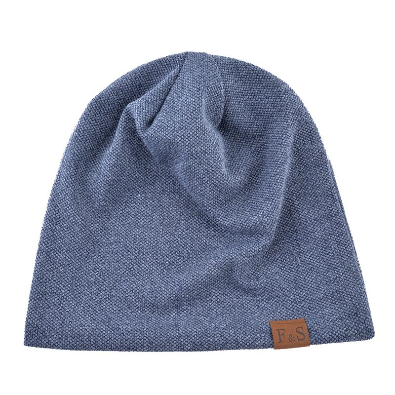 Unisex Spring and autumn pullover hat casual loose knitted hat FS leather label hat winter men and women with velvet outdoor baotou hat_voghion.com