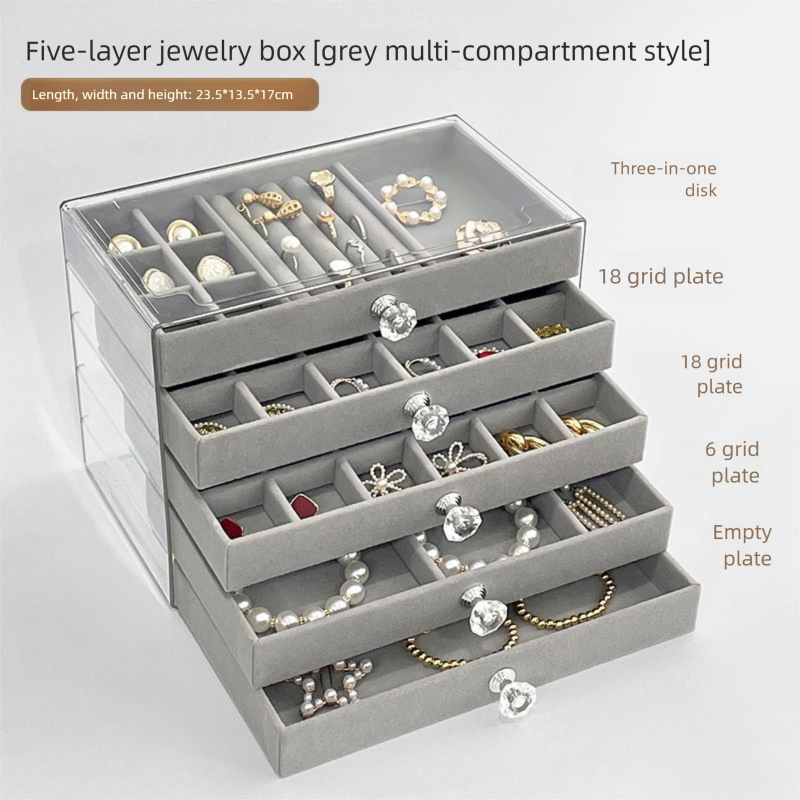 Luxury Jewelry Storage Box Desktop Ring Necklace Earring Organizer Accessories_voghion.com