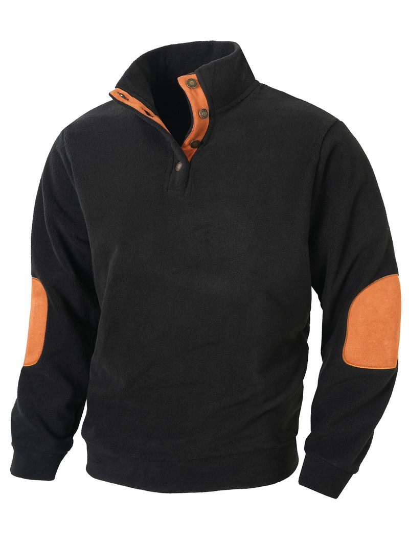 Abbigliamento da uomo Felpa color-block con colletto alto da uomo – Pullover slim fit con pannelli a contrasto per uno stile minimalista moderno_voghion.com