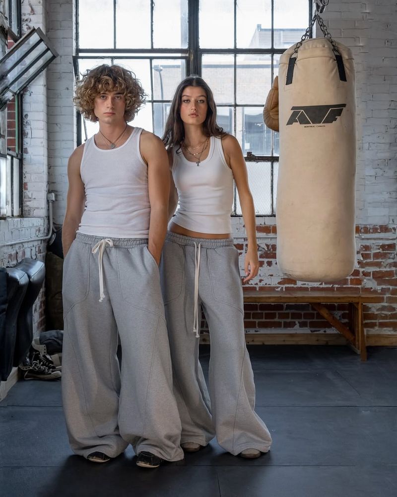 Pantalones deportivos con bordado transfronterizo, unisex, de pierna ancha, estilo hip hop, holgados e informales._voghion.com