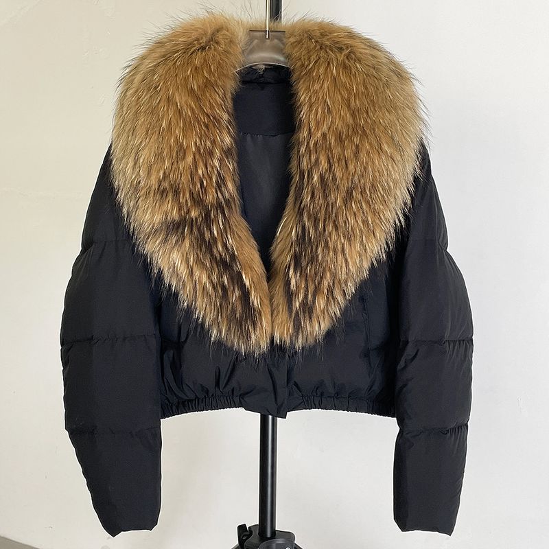 Luxury Winter Short Down Jacket For Women With Detachable Fox Fur Collar, High-Quality White Duck Down, Elegant & Stylish, Loose Fit, Warm_voghion.com