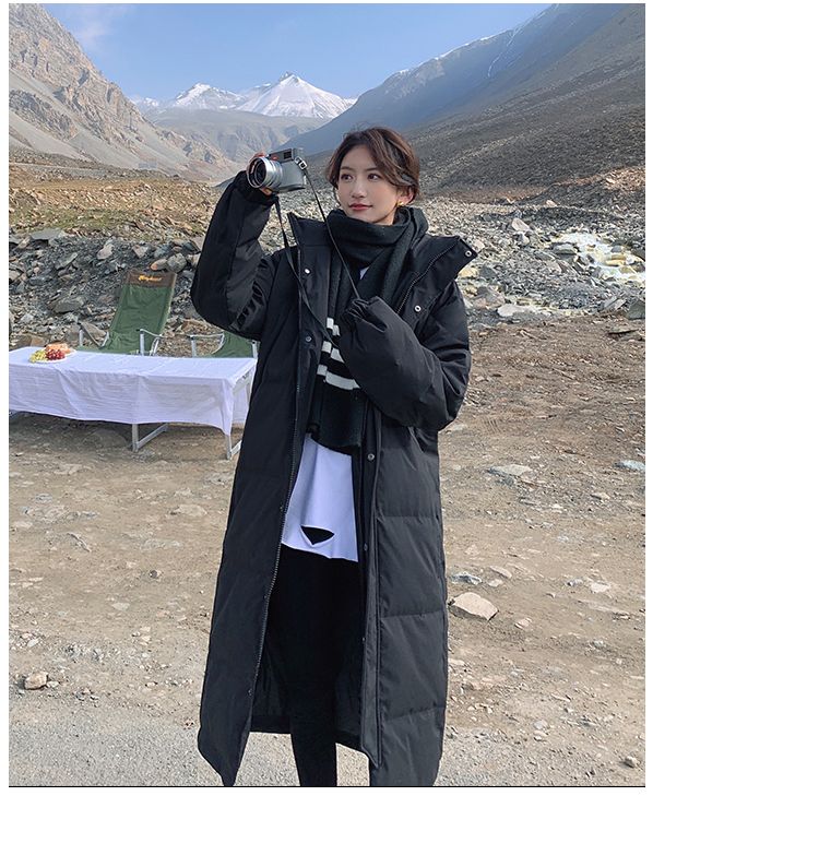 Langes Knie bis zum Knöchel für Damen im Winter 2021, neue, dicke Kapuzenjacke aus locker sitzender Baumwolle_voghion.com