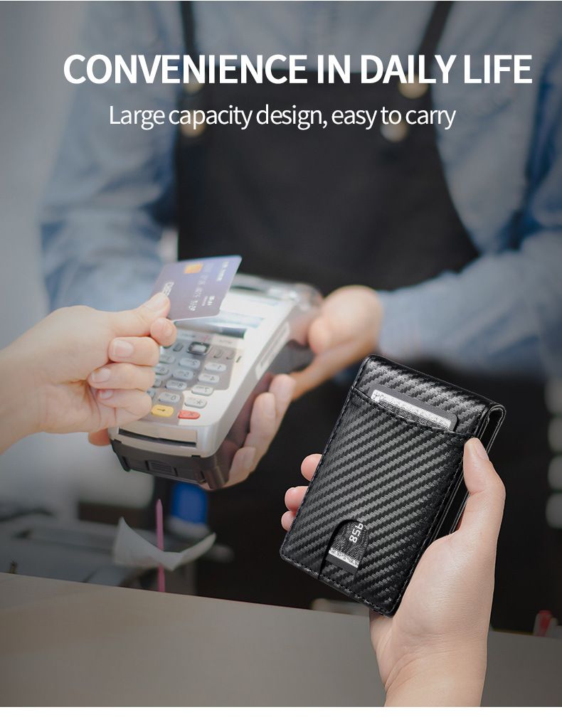 Herren-Geldbörse mit Kartenetui, komplett aus Mikrofaser-Leder, RFID-Schutz, Diebstahlschutz, neue Herren-Geldbörse aus Kohlefaser mit schlichter Textur, Dollar-Geldbörse_voghion.com